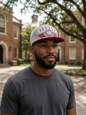 Malaki King's Choice Embroidered Alabama Trucker Hat in Gray, Maroon, & White